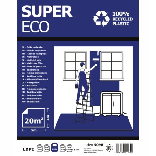 Folia malarska SUPER ECO 4x5m (20 m²) SOLID 5098