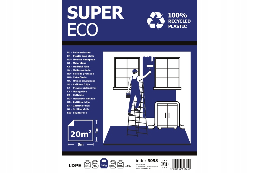 Folia malarska SUPER ECO 4x5m (20m2) SOLID 5098