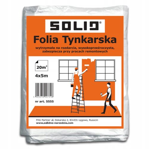 Folia tynkarska przeźroczysta 4x5m (20 m²) SOLID 5555