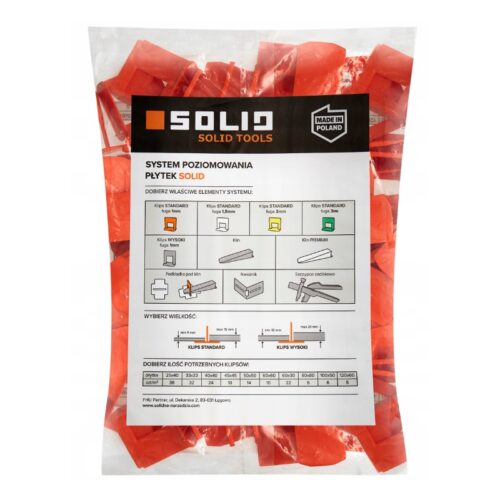 Zaciski/klipsy do poziomowania płytek 1 mm 100 szt. SOLID 6358